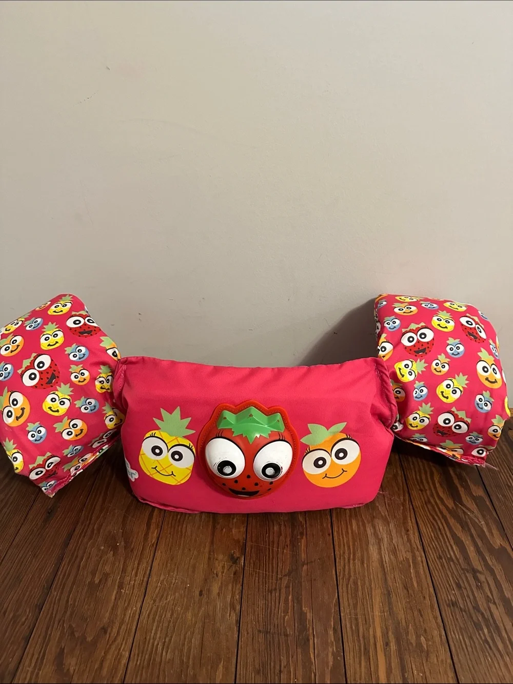Kids Pink Fruit Floatation Arm Bands with Swim Vest